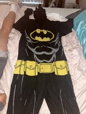 DC Comics Batman Costume Adult One Piece Fleece Pajama Size Large with Six Pack