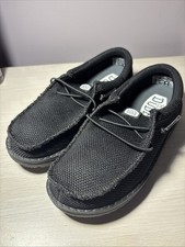 Hey Dude Youth Wally Funk Mono Black Shoes Size YT3