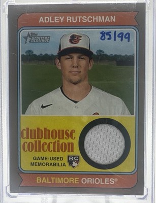 Adley Rutschman 2023 Topps Heritage Clubhouse Collection Gold Relic /99 RC