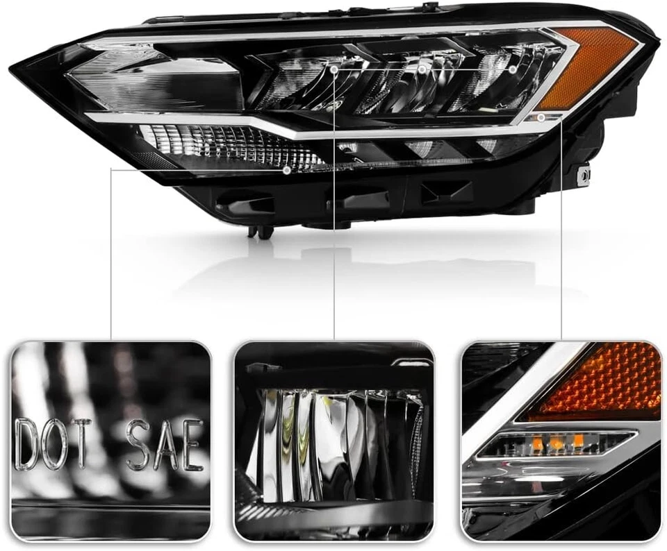 For 2019-2023 Volkswagen Jetta Non-Projector LED DRL Headlights Headlamps Pair - Image 3 of 4