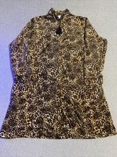 Cinema Etoile Women  s Medium robe leopard velour fleece stretch zipper R1