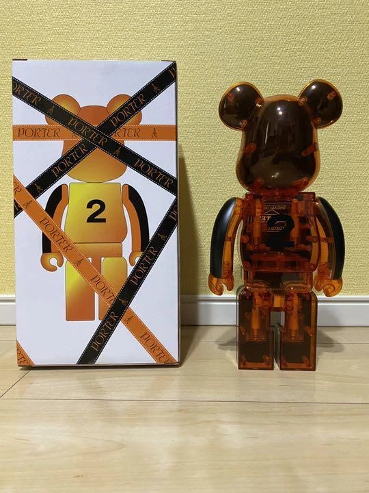 BE@RBRICK PORTER 400% Karimoku Black x Skeleton Orange Silver