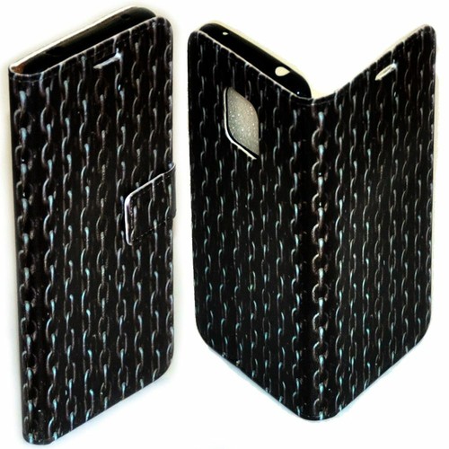 For HTC Series - Steel Iron Metal Print Pattern Wallet Mobile Phone Case Cover - Picture 2 of 7