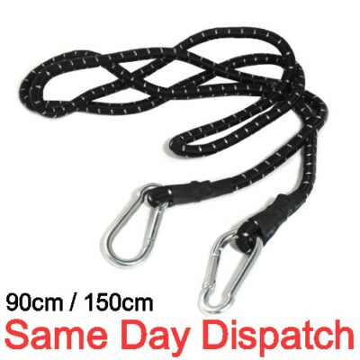 Gummiseile mit Karabinerhaken Kabel Gurt Bungie elastisch 90/120/150cm schwarz