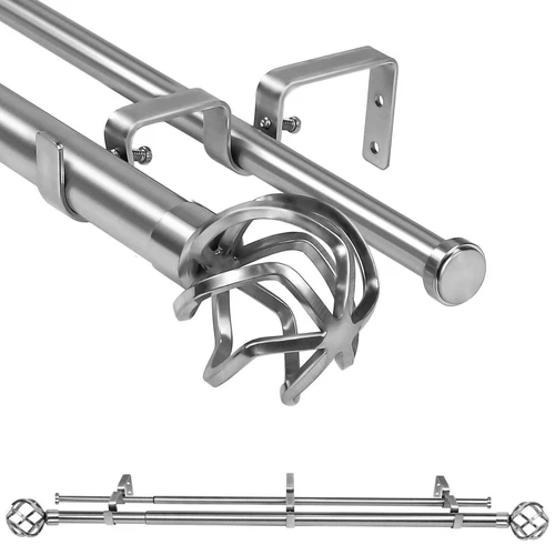 1" gedrehte Kugel Enden verstellbar Doppel Gardine Gardinenstange Set, 28" - 120" - Bild 4 von 35