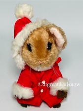 Vintage Dakin Christmas Mouse Plush In Red Coat Priscilla Hillman Stuffed Animal
