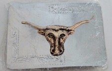 Belt Buckle Silver Rodeo Bull Cowboy Lightweight Aluminum New