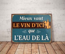 Plaque métal vintage citation Le vin Décoration Déco affiche alcool cave bar