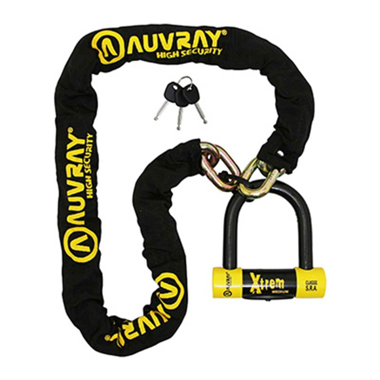 Antivol chaine Auvray Xtrem pour attacher deux motos ensemble au garage