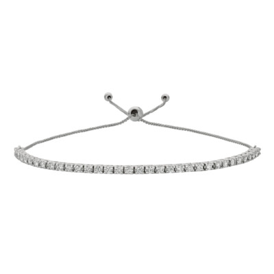 1.00 Carat Natural Diamond Bolo Bracelet G SI 14K White Gold 7'' adjustable