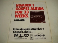 MISSISSIPPI MASS CHOIR #1 Gospel Album For 33 Weeks 1990 Promo Display Ad 