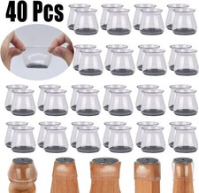 40 PCS Chair Leg Floor Protectors Hardwood Floors Silicone Pads Clear, Universal