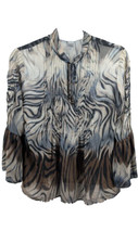 Cache Chiffon Top Blouse Small Animal Print Semi Sheer flowy Bohemian