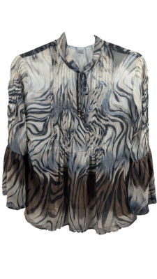 Cache Chiffon Top Blouse Small  Animal Print Semi Sheer flowy Bohemian