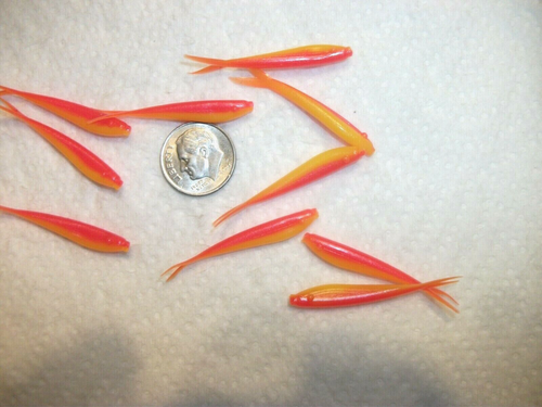 70-1 1/2"-CRAPPIE-PANFISH-SOFT MINNOWS-GRUBS-jigs-split tails-flukes-lures-scent - Picture 2 of 7