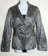 Michael Kors Blazer Jacket Womens Silver Wrinkled Metallic Cocktail sz S 4