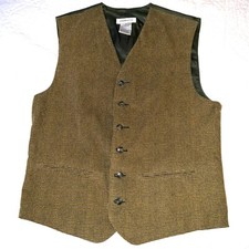 Mens VEST mens size S small costume Victorian Edwardian velvet tan olive check