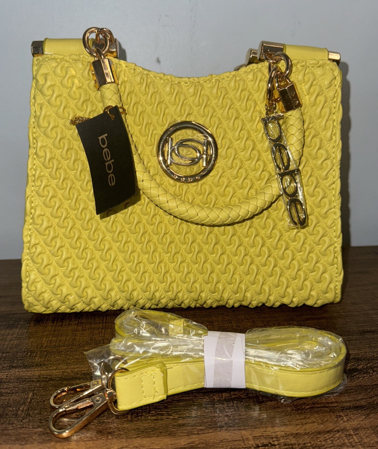 BEBE Erika Mini Shopper Bag Lemon New With Tags NWT