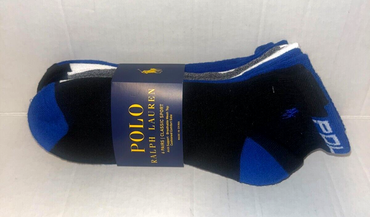 PONY Polo Ralph Lauren confezione da 6 POLO 67 logo calze equipaggio scarpa uomo 6 12