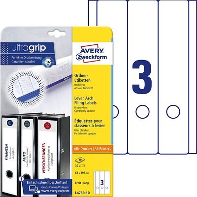AVERY Zweckform L4759-10 Ordnerrücken Etiketten 61 x 297 mm A4 breit lang 10 Bl.