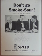 1932 SPUD CIGARETTES Don't go Smoke-Sour! Menthol Cooled vintage art print ad