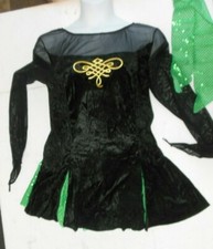 Irish Dance Costume Black Velvet dress w/Sequin underskirt trunks Ladies Plus