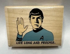Vintage Star Trek Rubber Stamp Spock Vulcan Salute Sci Fi Stamp Oasis 1991