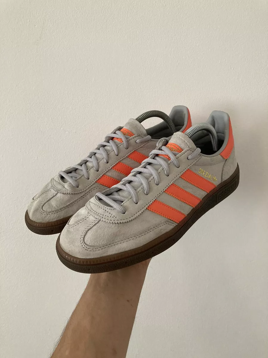 Cool Adidas Spezial in Grey Leather Suede Electric Orange Gum