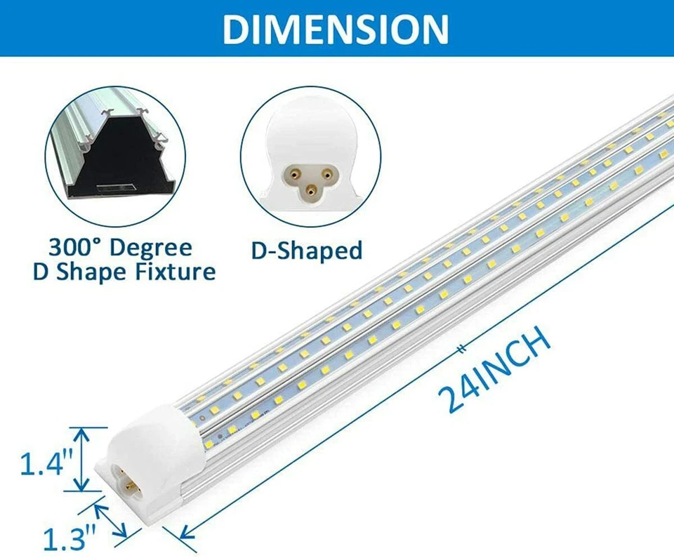 T8 2FT LED Tube Lights 14W 28W 24 Inch Home Cabinet LED Shop Light Fixtures 2PCS - Image 3 of 4