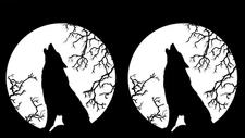 Wolf Howling Full Moon 2 PACK Vinyl Decal Car Truck Tablet Laptop Window Door