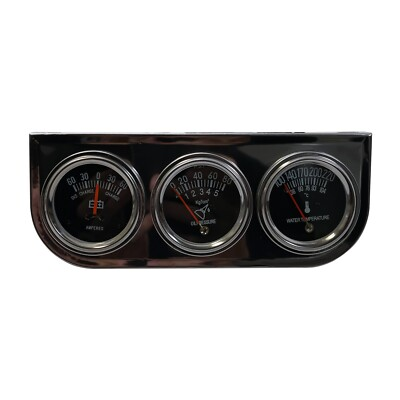 #ad Universal 2quot; Triple Chrome Gauge Set Water Temperature Oil Pressure Amperes $54.49