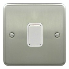 Deta 1903SCW Light Switch 1 Gang 2 Way Satin Chrome / White Insert 10 Amp