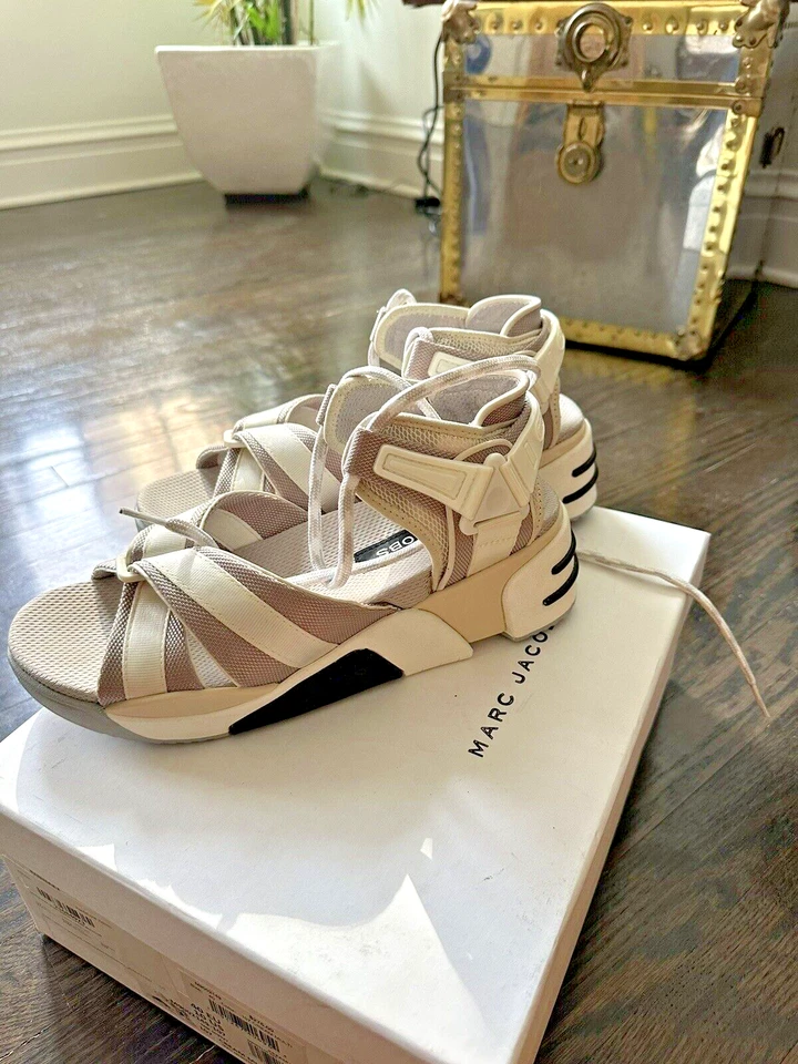 Marc Jacobs Somewhere Sport Sandals Lace Up Flat Shoes Mules NEW - Image 3 of 4