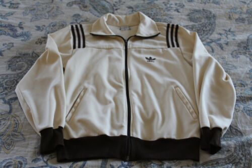 VINTAGE ADIDAS TREFOIL TRACKSUIT JACKET FRANCE BEIGE AND BROWN (MED) 1970s-1980s - Picture 1 of 12