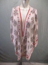 XHILARATION Size XL/2XL Womens Multicolor Long Sleeve Front Tie Soft Kimono 887