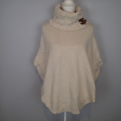 Massimo Dutti Poncho Cape Wool Angora Cashmere Womens turtle neck buckle sz  s