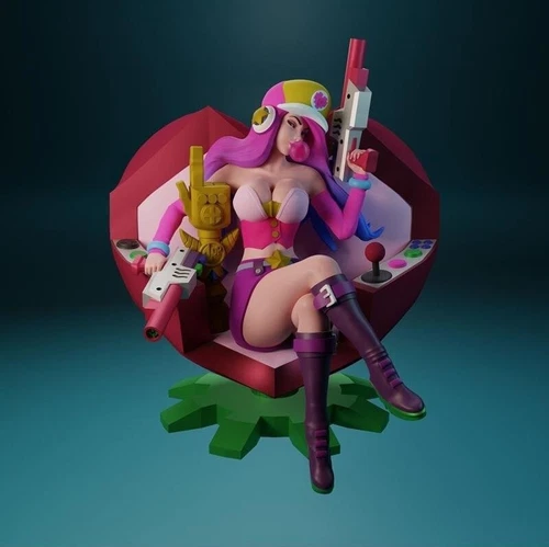 Arcade Miss Fortune | Figur | 3D Druck | STL Datei | Gaming Girl | Modell | Down