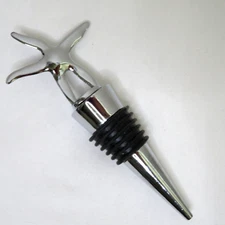 Silver Starfish Wine Topper Bottle Stopper Nautical Silver Metal NEW