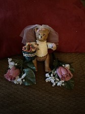 Russ Bear Bride porcelain figure W/moveable arms legs W/basket