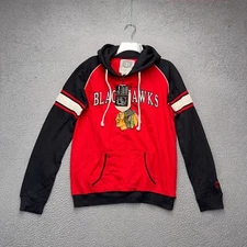Chicago Blackhawks Hoodie Womens Large Red Black Old Time Hockey Sweatshirt NEW