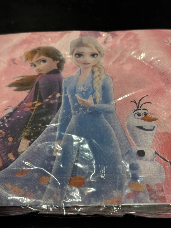  Frozen Party Plates & Napkins Set Elsa Anna Olaf Pink Birthday Supplies 20pc - Image 3 of 3