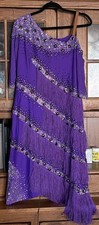    Show-Stopping Purple Rhythm/Latin Dance Dress Heavy Fringe  Crystals M/L  