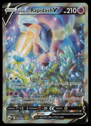 Galarian Rapidash V 168/198 Ultra Rare Chilling Reign Pokemon Holo Near Mint