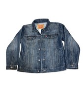 Levi's Youth Denim Jean Jacket Medium 10-12 Unisex Dark Blue EUC
