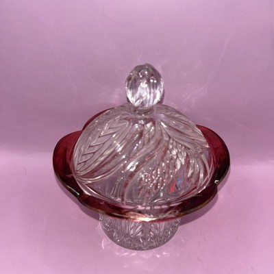 Crystal Candy Dish Handcrafted Hand-Painted Ruby Made in Germany C est La Vie!