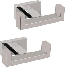 Bath Double Towel Hook- SUS304 Stainless Steel Square Robe Towel Holder, Heavy D
