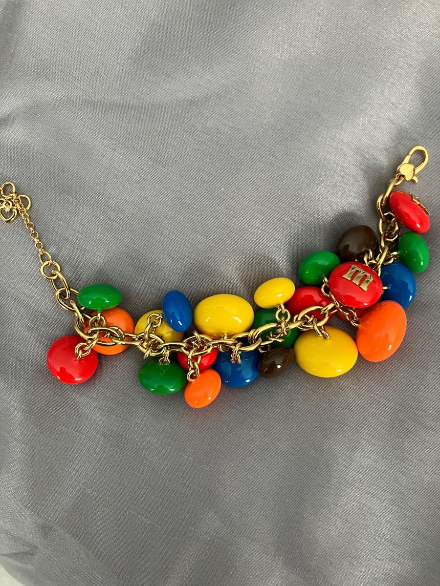 Kate Spade M&M Statement Bracelet Rainbow Gold Novelty Candy Charm