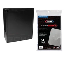 BCW LaserWeld 2-Pocket Pages 50ct & 2" Black Album Binder Set