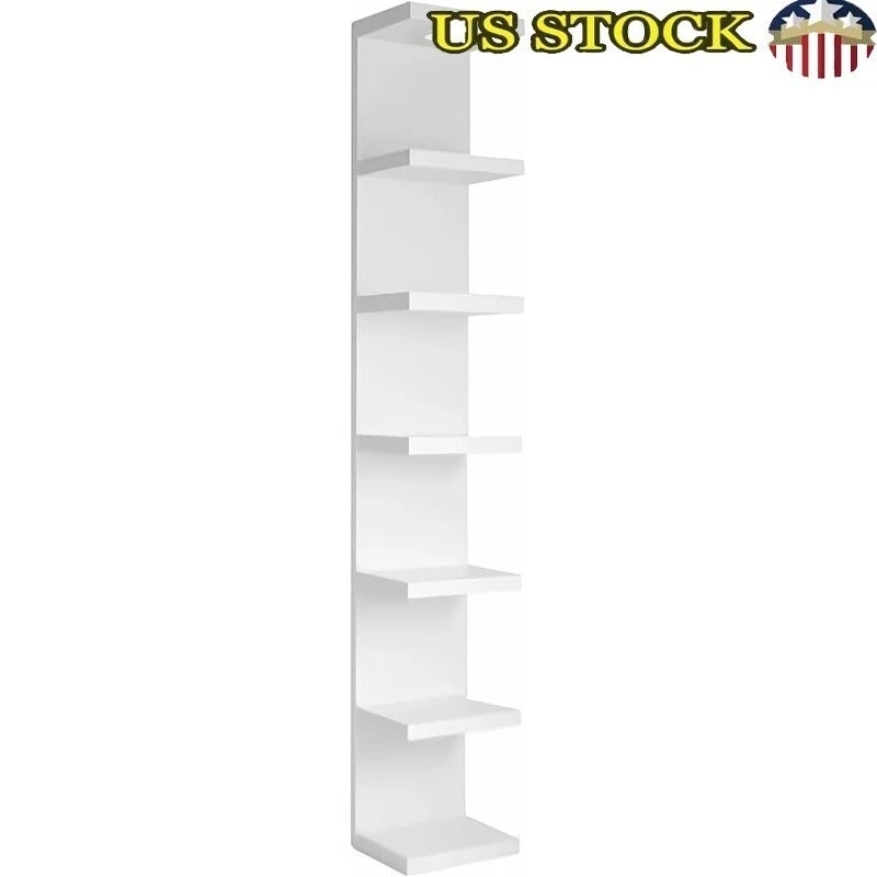 7-Tier Floating Wall Shelf W/ LED Light Modern Storage Display Home Decor New