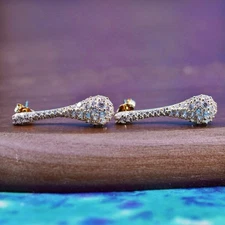 Vermeil gold over sterling silver earrings, 925 teardrop studs with cluster cz